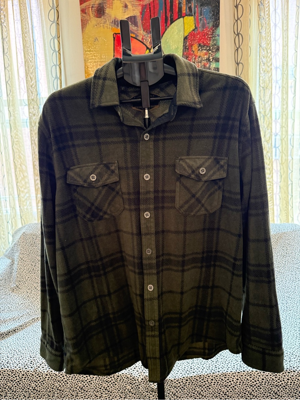 Freedom Foundry Olive Green Plaid Flannel Shirt Jacket